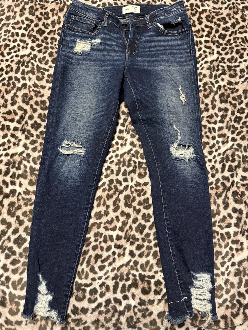 Dark Blue Distressed Skinny Jeans